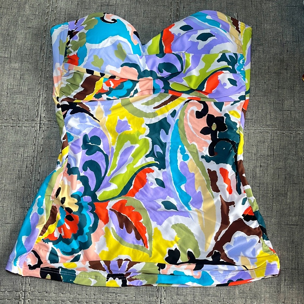 anne cole colorful patterned strapless swimsuit top